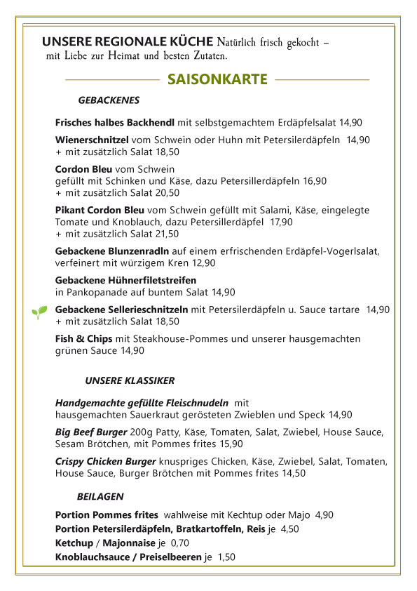Speisekarte Seite 2