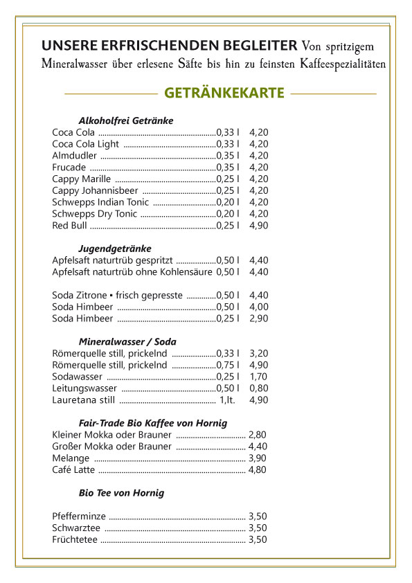 Getränkekarte – Cocktails & Spirituosen (Seite 4)
