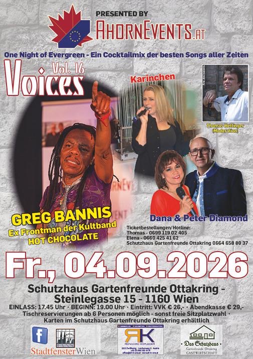 Flyer zu Voices Vol. 16 am 4. September 2026 im Schutzhaus Gartenfreunde Ottakring